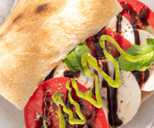 Easy to make caprese sandwich with cini sauce in Los Angeles, CA and San Diego, CA